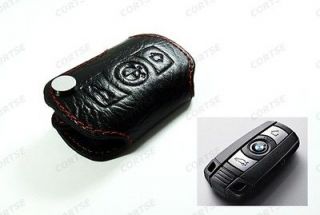 Leather Remote Smart Key Chain Fob Holder RED Stitch BMW E70 X5 M E71 