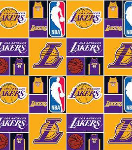 NBA LOS ANGELES LAKERS 100% COTTON FABRIC FAT QUARTER 18X21 INCHES