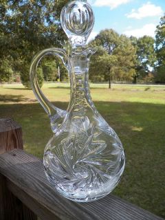 Lead Crystal Star and Pinwheel Pattern Wine Decanter w/Stopper