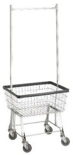 COMMERCIAL WIRE LAUNDRY BASKET CART W/HANGER RACK NEW