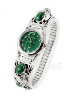 Southwestern Sterling Silver Watch with Malachite