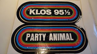 NEW 1980s Vintage KLOS Party Animal Rainbow Vinyl Bumper Sticker Set 