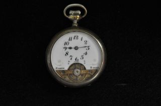 VINTAGE 49.5MM SWISS 8 DAY EXPOSED BALANCE POCKET WATCH FOR REPAIRS