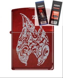 Zippo 1071 flame candy apple red Lighter with *FLINT & WICK GIFT SET*