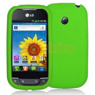 Green Silicone Rubber Skin Case Cover for LG Net10 Optimus Net Phone