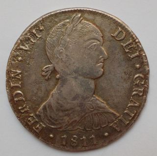   Ferdinandus VII.Spanish Coin 8 Reales 1811 Lima JP Silver vf+ xf