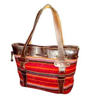 Classic Handbag Colorful   Genuine Awayo & Leather   Bolivia
