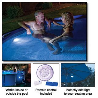 Remote Control LED Pool Wall Light Attaches to Pools Umbrellas Tents 