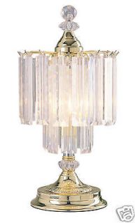   **19 FAUX CRYSTAL BAR + BRASS CHANDELIER TABLE LAMP *TOUCH LAMP