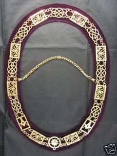 Grand Lodge Gold Chain Collar Regalia Dark Purple Backing Masonic 