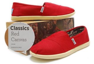 Toms Classics Red Canvas Youth Kids Shoes 012001C10 Sz 12Y~6Y Free 