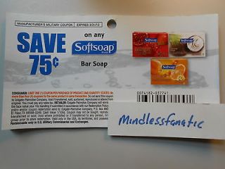 12) $.75 Any One SOFTSOAP Bar Soap Coupons, x3/31/13 T2