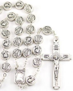   MADE IN ITALY OUR LADY OF LOURDES SILVER METAL BEAD ITALIAN ROSARY