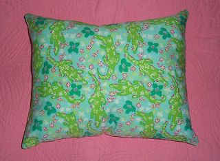   throw pillow made with LILLY PULITZER Turquoise Alberta Gator fabric
