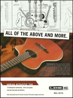 THE LINE 6 VARIAX ACOUSTIC 700 GUITAR AD 8X11 ADVERTISEMENT #2 FIT FOR 