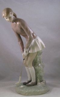 Retired Lladro Woman Golfer Putting # 4851 porcelain figurine