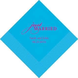   Reception Party JUST MARRIED Personalized Beverage / Luncheon Napkins