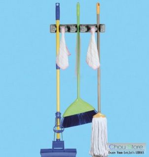 Magic Holder with 5 Position Mop Broom Holder with 6 Hooks C13