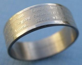 Our Father Sterling SS Engraved Ring   size 6  
