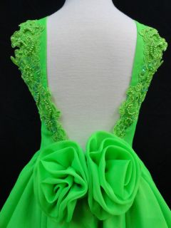   National Glitz Pageant Low Cut Back Green Dress Size 1 2 3 4 5 6 7