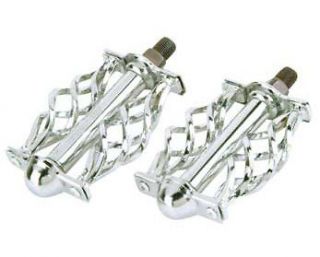 Chrome Double Flat Twist Pedals Bicycle Lowrider Cruiser Bike Cycling