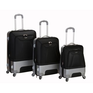   Rome Expandable Lightweight Spinner 3 Piece Luggage Set   Black
