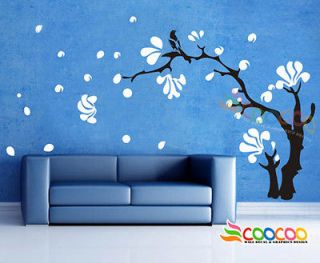   Decor Decal Sticker Removable Large Magnolia Tree With Magpie Bird 60