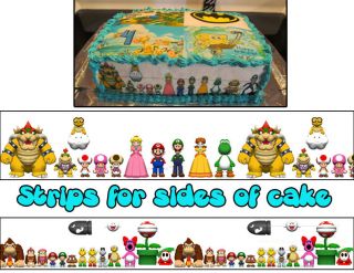 Super Mario Bros Birthday strips side of cake topper Edible Icing 