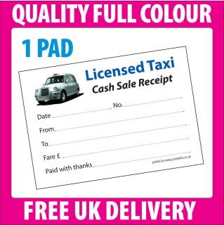 Licensed Taxi Minicab Receipt Pad FREE POSTAGE