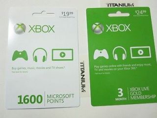 Microsoft Xbox 360 Live 3 Month Subscription and 1600 Points Code Gold 