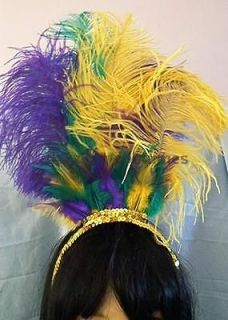   gold headdress feather showgirl mardi gras costume accessories hat