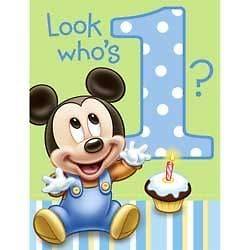 Baby Mickey Mouse First 1st Birthday Party Invitations