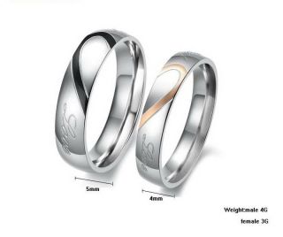 TITANIUM COUPLE RINGS FOR LOVERS STAINLESS WEDDING ENGAGEMENT 
