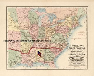 1859 CONFEDERATE MAP UNITED STATES US TELEGRAPH LINES