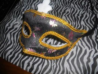 Black & Gold Eye Face Mask Mardi Gras Masquerade Ball Sexy Party Dress 