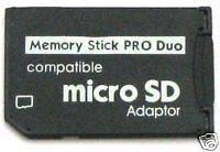 Micro SD SDHC TF to Memory Stick MS Pro Duo PSP Adapter 4gb 8gb 16gb 