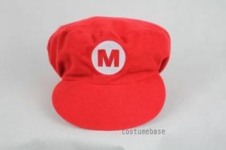 Super Mario Bros Red Cap Adult Kids Hat Costume Flat Top Taper down 
