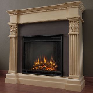   GABRIELLE ELECTRIC Fireplace Heater ANTIQUE WHITE or DARK MAHOGANY