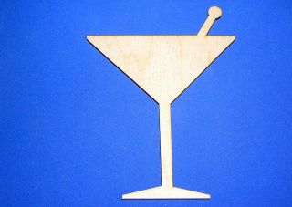 Martini Glasses Unfinished Wood Shapes MG769   Crafts Cut Outs Variety 