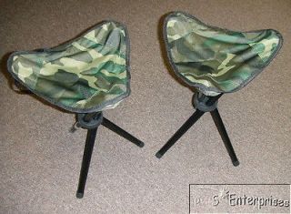 Two tripod camo hunting chair stool seats & bags NEW