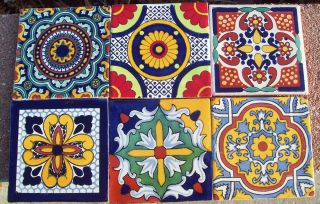 18~MEXICAN TALAVERA POTTERY 2 tile Hand Painted Hand made + Venice 