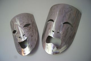Metal wall art comedy and tragedy masks, Handmade by Joseph McCaughern