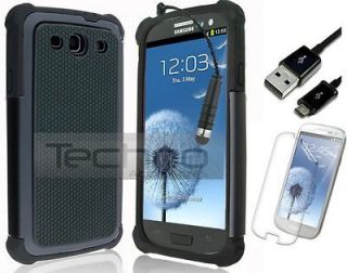  Galaxy S3 S III accessories black Armor CASE COVER + STYLUS + CABLE