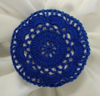   Net Bun Cover Royal Blue Hand Crocheted Flower style Amish Mennonite