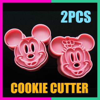 2Pcs Mickey Minny Mouse Fondant Cake Cookie Biscuit Mold Cutter Diy 