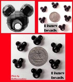 Black MICKEY MOUSE BEADS Disney Faceted Craft JEWELRY RARE FIND 