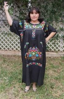   Plus Size Vintage Style Hippie Boho Tunic Embroidered Mexican Dress
