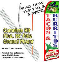 TACOS & BURRITOS 16 Ft Swooper Feather Banner Flag Kit