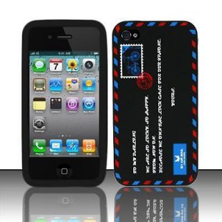 For AT&T Apple iPhone 4 4S Phone Air Mail Black Accessory Skin Soft 