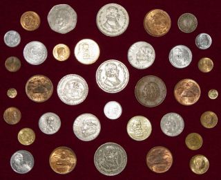 Lot Of 35 Mexican Coins Including 3 Silver Pesos & Key Date 100 Peso 